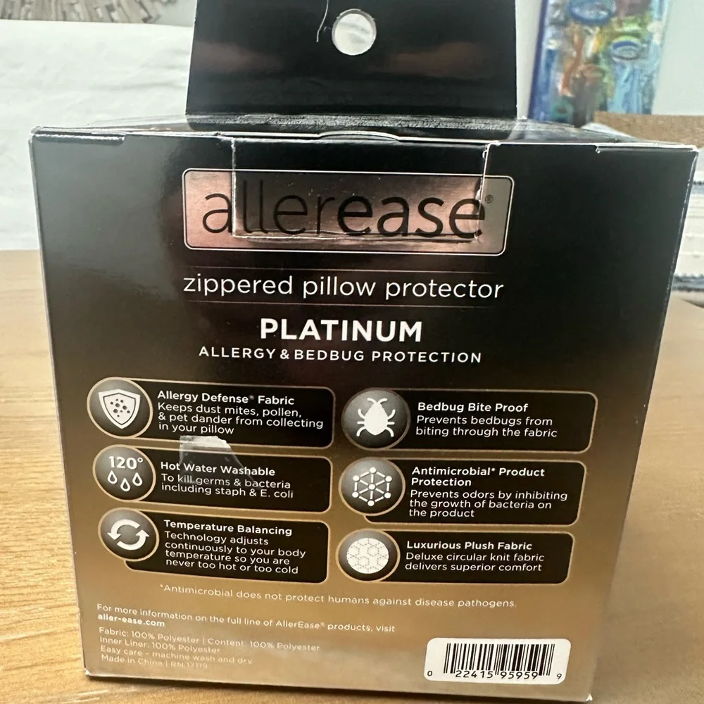 Allerease Platinum Zippered Pillow Protector - King, White - Picture 2 of 4